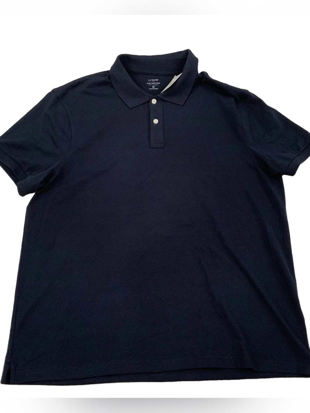 J. Crew Flex Pique Polo Shirt Untucked Men XL Navy Blue Short Sleeve Classic New